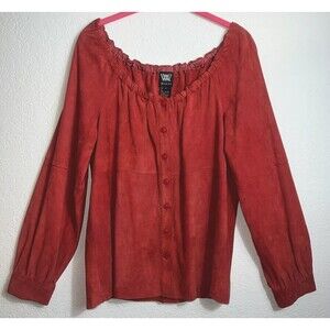 Vintage 90s WORTH M Pheasant Top 100% Genuine Leather Suede Pink Coral B…
